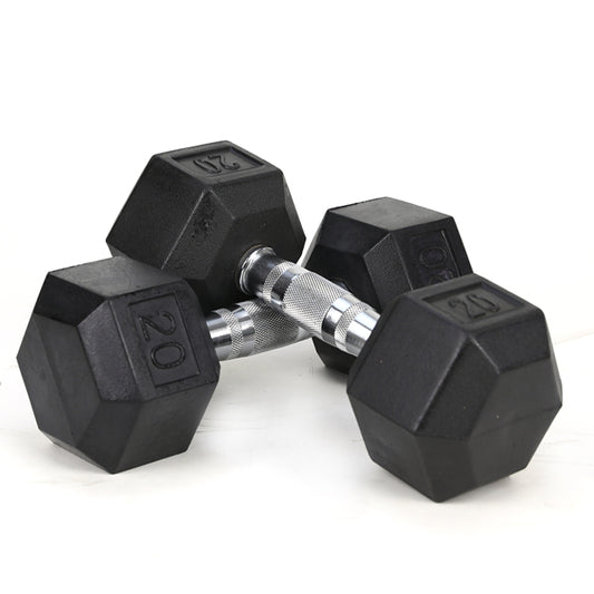 20LB 2 Rubber Coated Solid Cast Iron Dumbbells